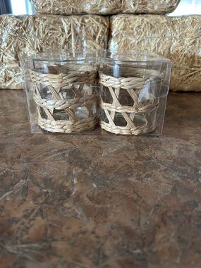Celebrate Outdoor Entertaining With This Set of Four Wicker Wrapped Glass Set